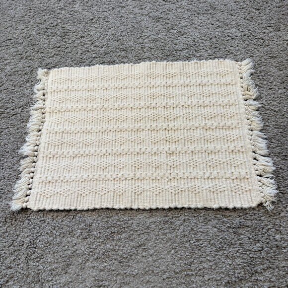 Handwoven Cotton Placemats Set Of 4 With Fringe Boho Diamond Natural Farmhouse - Picture 2 of 5